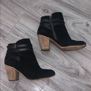 BP Black Suede Block Heel Booties 7.5